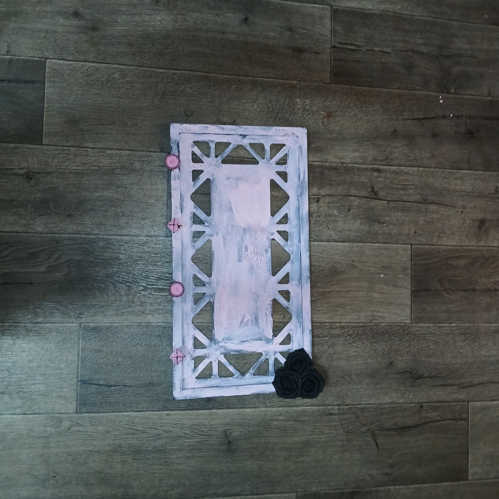 Hand-Painted Pink And Black Decorative Coat Rack Or Key Hanger